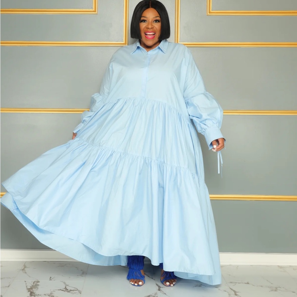 Light Blue Smock Swing Dress